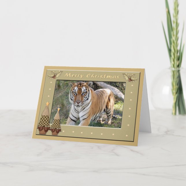 Bengal Tiger Christmas Greeting Card (Front)