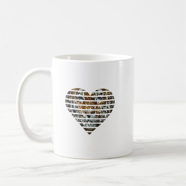 Bengal Tiger Endangered Distressed Heart Lover Cat Coffee Mug (Left)