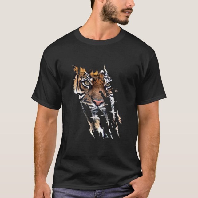 Bengal Tiger Face  Tiger paw print T-Shirt (Front)