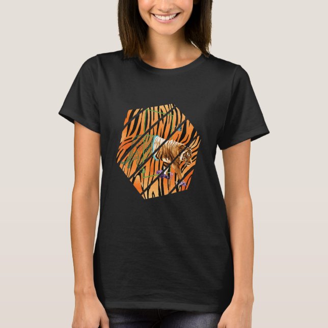 Bengal Tiger Hexagon Magical Wildlife Animal Afric T-Shirt (Front)