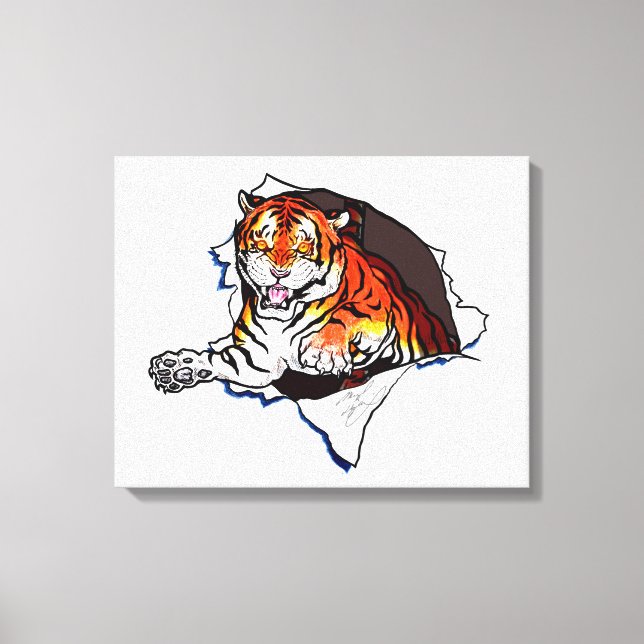 Bengal Tiger jumping out! Canvas Print (Front)