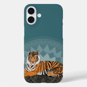 bengal tiger mandala blue iPhone 16 plus case