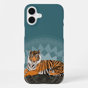 bengal tiger mandala blue iPhone 16 plus case
