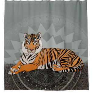 bengal tiger mandala lichen shower curtain