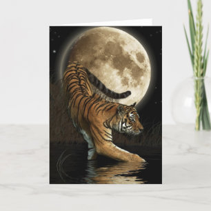 Bengal TIGER & Moon Greeting-card Card
