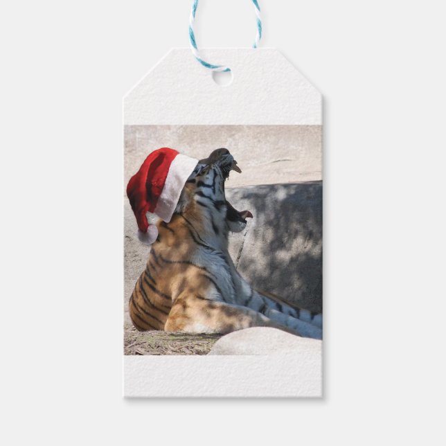 Bengal Tiger Santa Claus Gift Tags (Front)