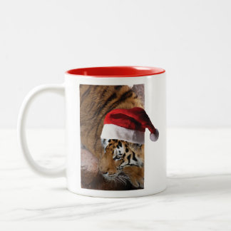Bengal Tiger Santa Claus Two-Tone Coffee Mug