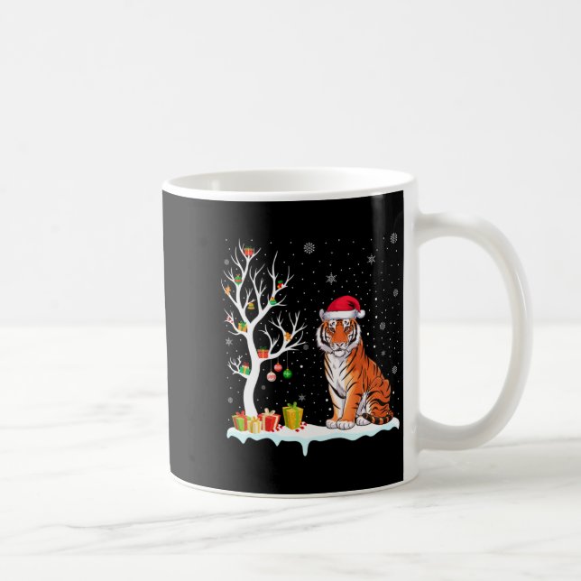 Bengal Tiger Santa Hat Festive Tree Light Christma Coffee Mug (Right)