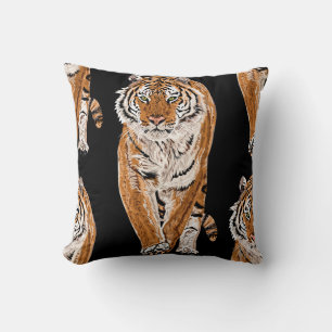 Bengal Tiger Sketch: Vintage Animal Print Cushion