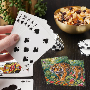 Bengal Tiger Vibrant Bamboo Jungle Playing Cards