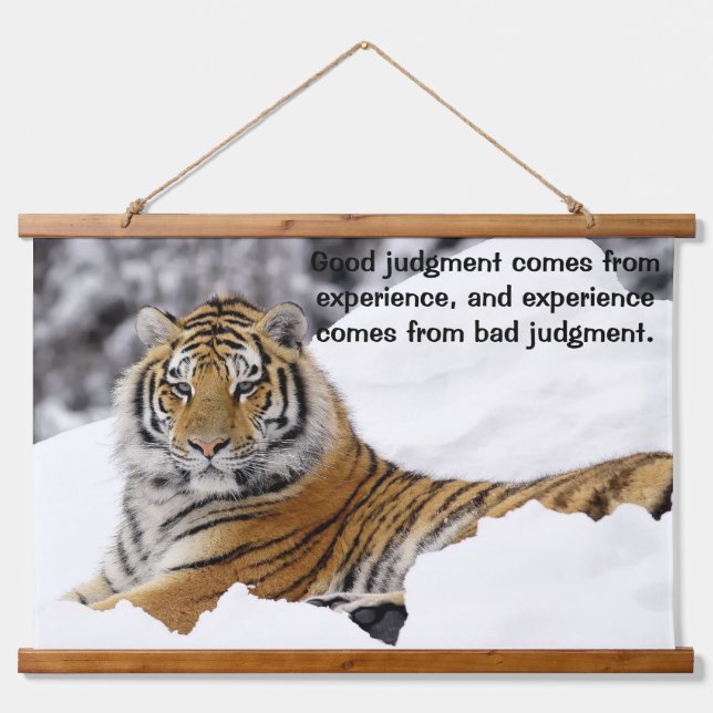 Bengal Tiger watching you from on the snow  Hanging Tapestry (Front)