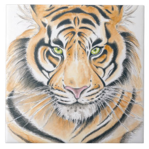 Bengal Tiger Watercolor Art Tile