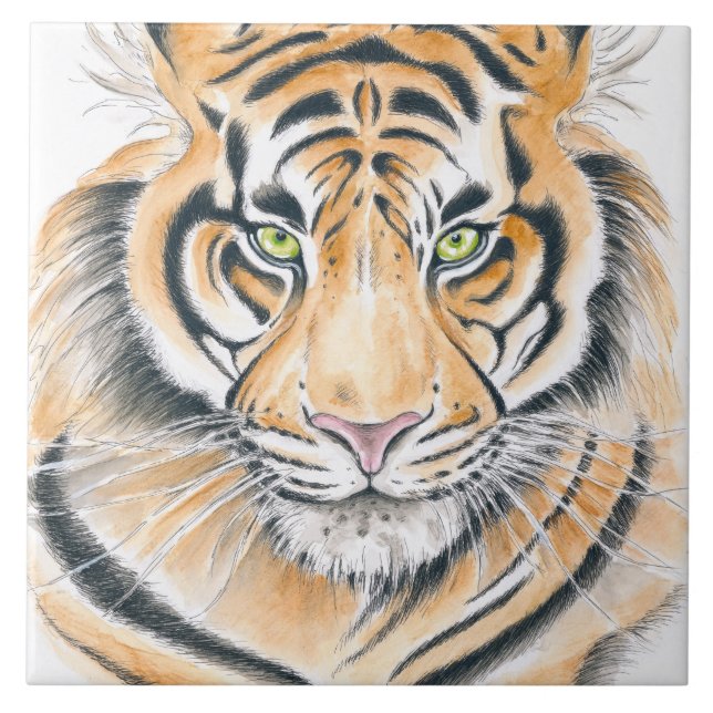 Bengal Tiger Watercolor Art Tile (Front)