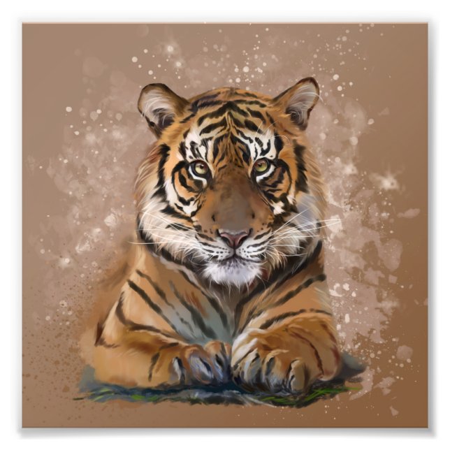 Bengal tiger. Watercolor drawing in grunge style	 Photo Print (Front)