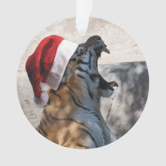 Bengal Tiger wearing a Santa Claus Hat Ornament