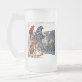 Bengal Tiger wearing a Santa Hat for Christmas Frosted Glass Beer Mug