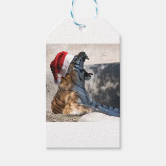 Bengal Tiger wearing a Santa Hat for Christmas Gift Tags