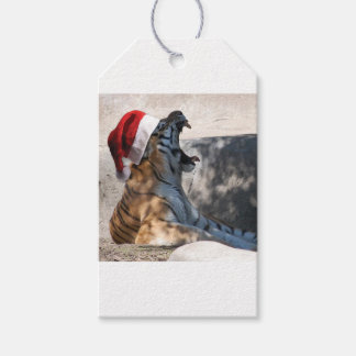 Bengal Tiger wearing a Santa Hat for Christmas Gift Tags