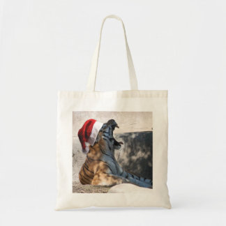 Bengal Tiger wearing a Santa Hat for Christmas Tote Bag