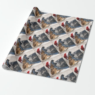 Bengal Tiger wearing a Santa Hat for Christmas Wrapping Paper