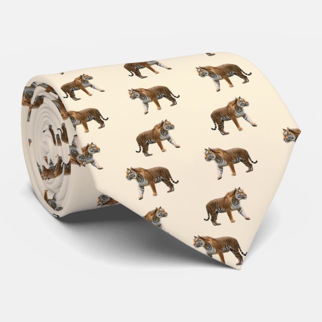 Bengal Tiger Wildlife Animal Patterned Tie (Rolled)
