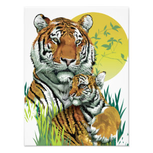 Bengal Tiger With Cub Photo Print
