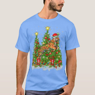 Bengal Tiger Xmas Lights Santa Bengal Tiger Christ T-Shirt