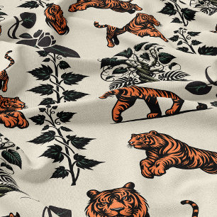 Bengal Tigers and Jungle Vines Fabric