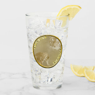 Bengal Tigers Gold Coin, Glass Tumbler