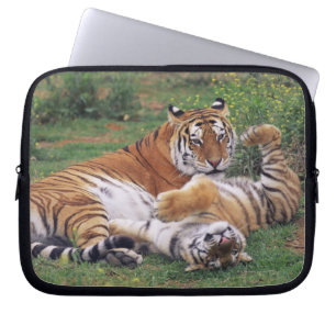 Bengal tigers playing laptop sleeve