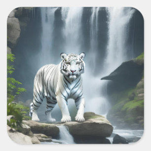 Bengal White Tiger in Nature Square Sticker