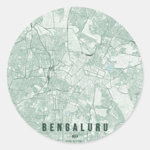 Bengaluru India City Map Minimal Design Classic Round Sticker