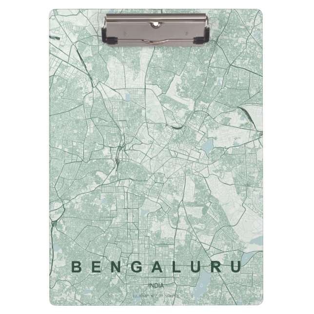 Bengaluru India City Map Minimal Design Clipboard (Front)