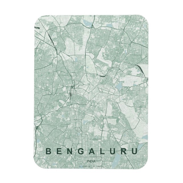 Bengaluru India City Map Minimal Design Magnet (Vertical)