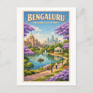 Bengaluru, India, in a classic retro travel Postcard