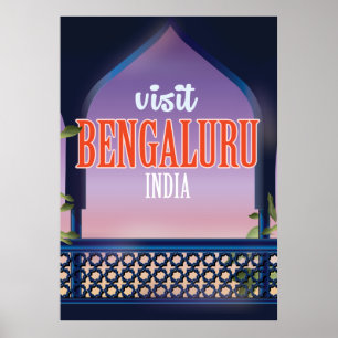 Bengaluru india vintage travel poster