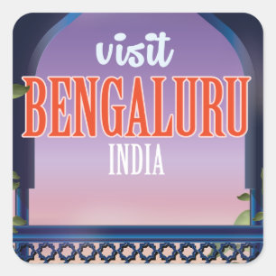 Bengaluru india vintage travel poster square sticker