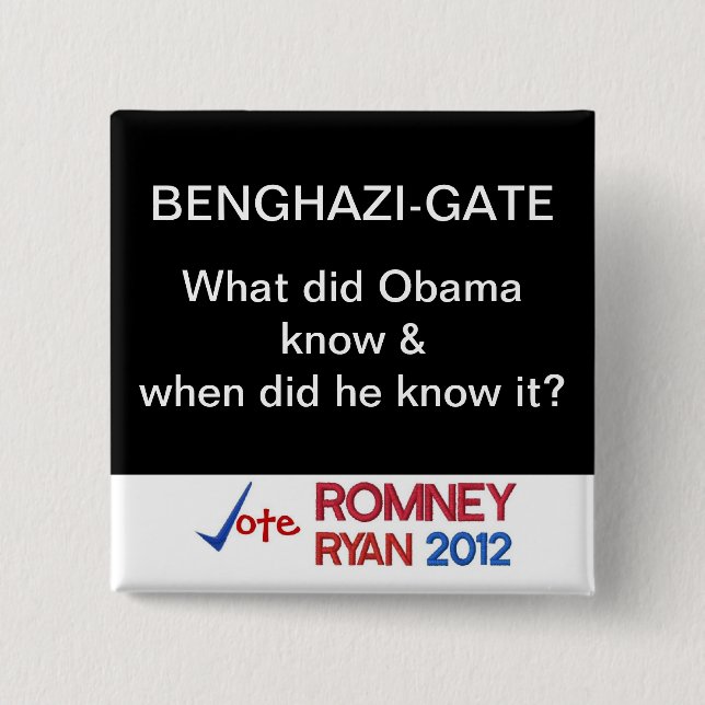 Benghazi-Gate What did Obama know? Button (Front)