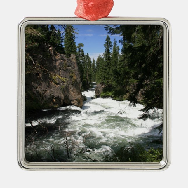 Benham Falls, Sunriver, Oregon Metal Tree Decoration (Front)