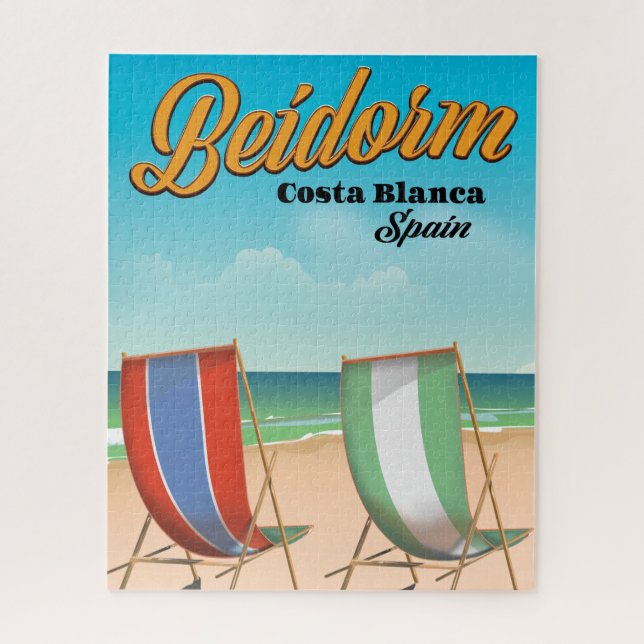 Benidorm beach travel poster jigsaw puzzle (Vertical)