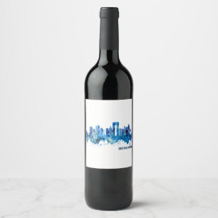 Benidorm Spain Skyline Blue Wine Label