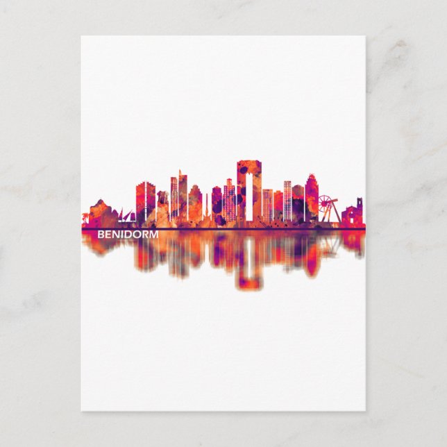 Benidorm Spain Skyline Invitation Postcard (Front)