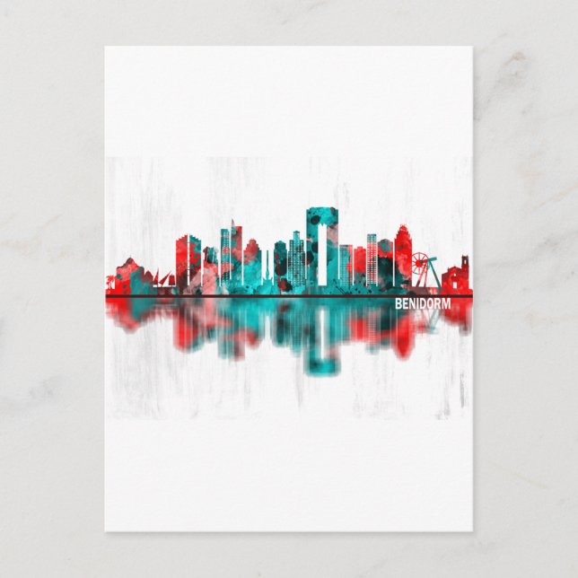 Benidorm Spain Skyline Invitation Postcard (Front)