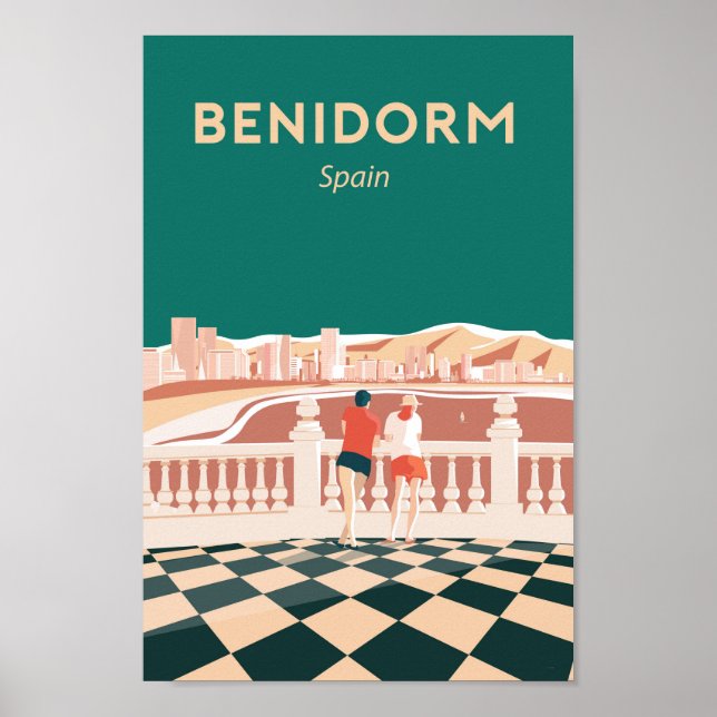 Benidorm spain vintage  travel poster (Front)