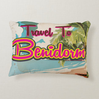 Benidorm,Spain Vintage vacation Poster Decorative Cushion