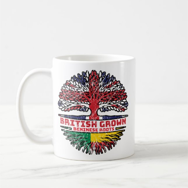 Benin Beninese British UK Tree Roots Flag Coffee Mug (Left)