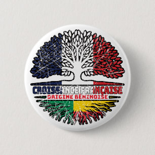 Benin Beninese French France Tree Roots Flag 6 Cm Round Badge