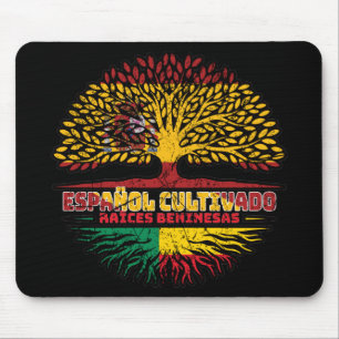Benin Beninese Spanish Spain Tree Roots Flag Mouse Mat