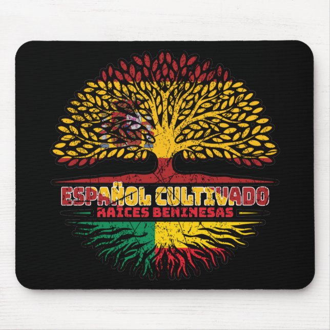 Benin Beninese Spanish Spain Tree Roots Flag Mouse Mat (Front)