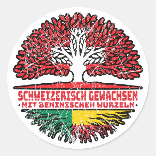 Benin Beninisch Schweizer Schweiz Baum Wurzel Flag Classic Round Sticker (Front)